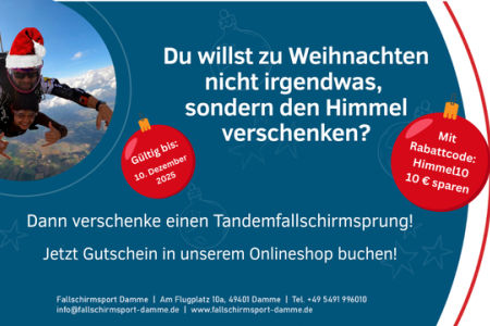 Verschenke zu Weihnachten den Himmel – Jetzt 10 Euro sparen